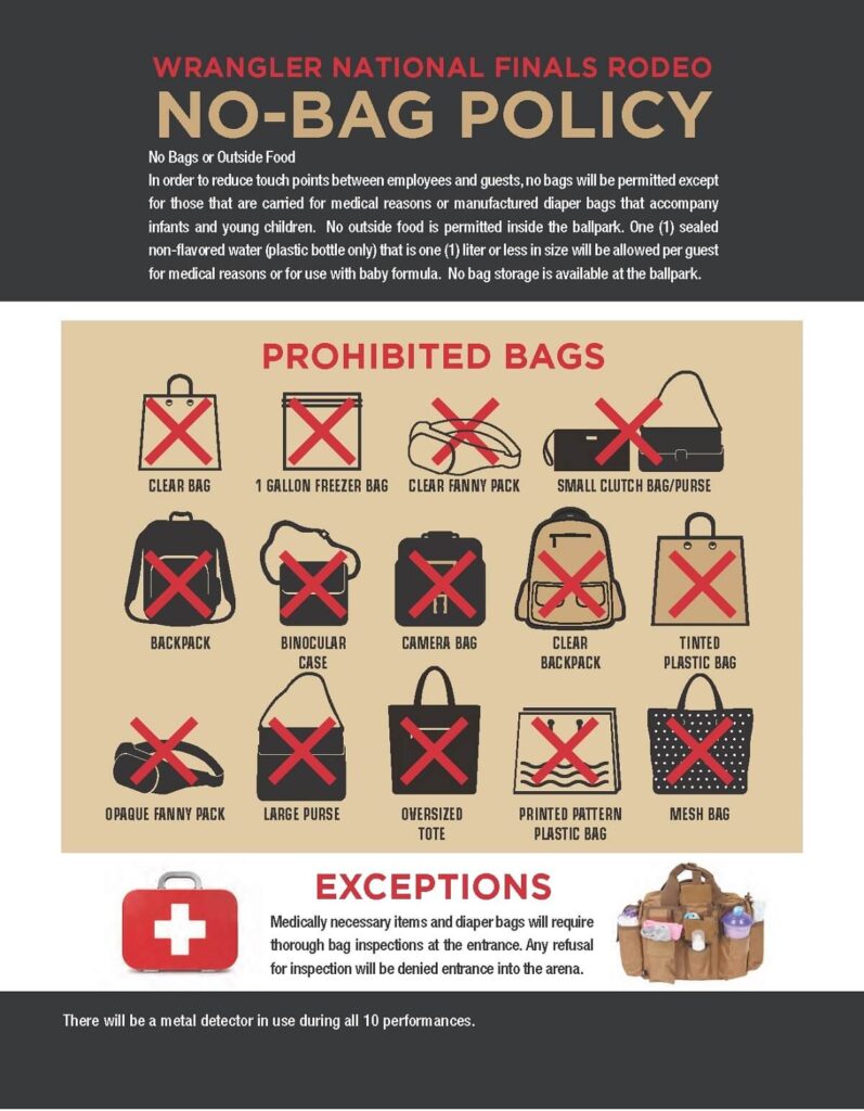 No Bags or Outside Food